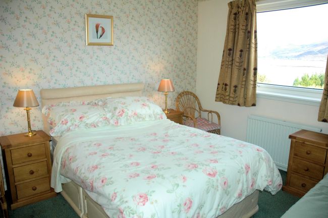 The double bedroom in Strathardle, Croft Road, Lochcarron, Wester Ross.